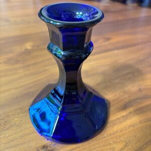 Vintage cobalt glass taper candle holder